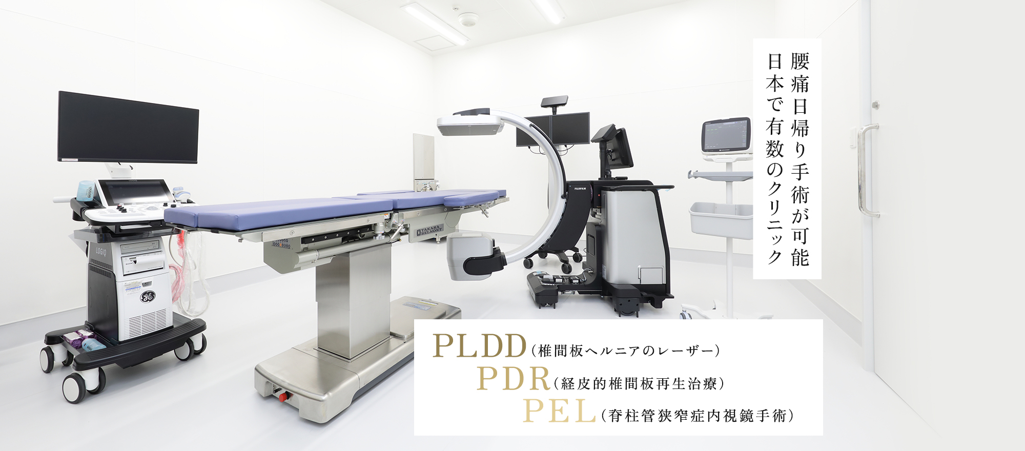 日帰り手術が可能 日本で有数のクリニック PLDD（椎間板ヘルニアのレーザー）PED（経皮的内視鏡下椎間板摘出術）