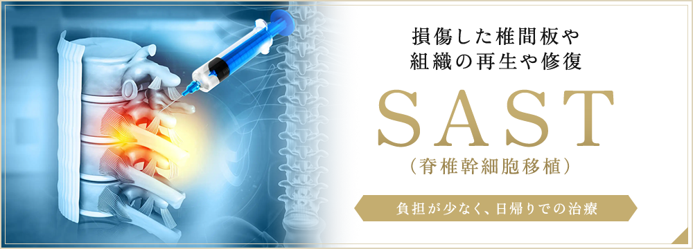 損傷した椎間板や組織の再生や修復 SAST （脊椎幹細胞移植）